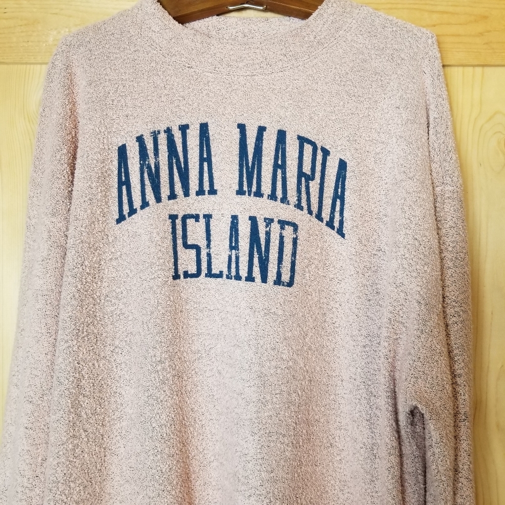 Vintage MV Sport Anna Maria Island Terry Mock Crewneck Pullover Sweatshirt - Picture 2 of 9